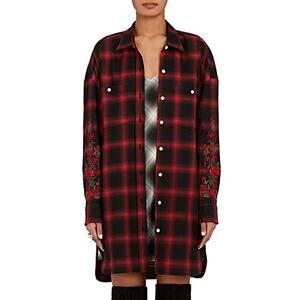 Adaptation NWT Barneys New York Red Black Plaid Flannel Rose Embroidered Dress